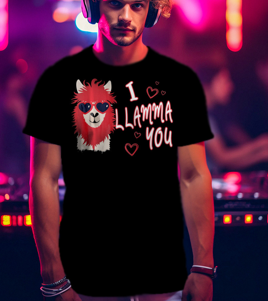 I Llamma You Heart Sunglasses Red Llama T-Shirt