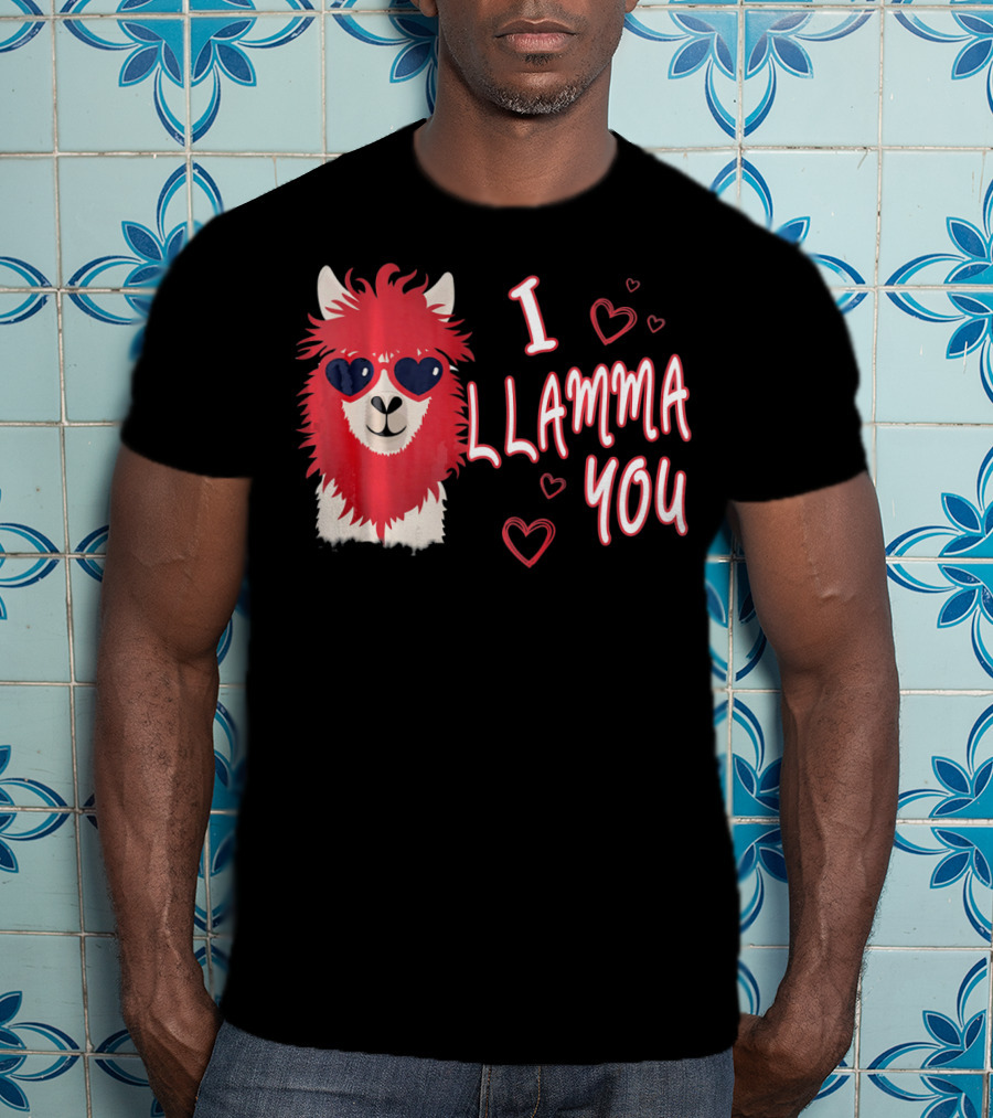 I Llamma You Heart Sunglasses Red Llama T-Shirt