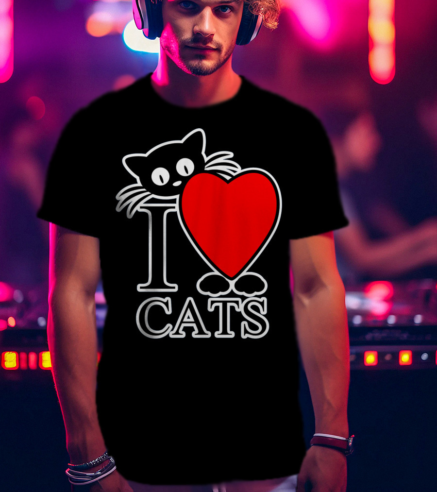 I Love Cats Valentines Day Cat Lover T-Shirt