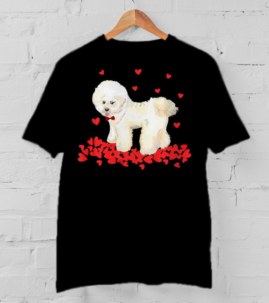 I Love My Bichon Frise Surrounded By Red Hearts Valentine's Day T-Shirt