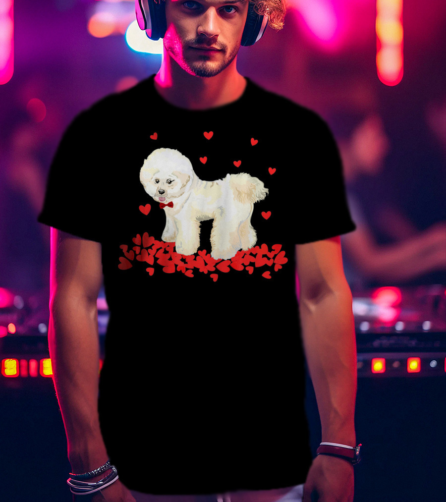 I Love My Bichon Frise Surrounded By Red Hearts Valentine's Day T-Shirt