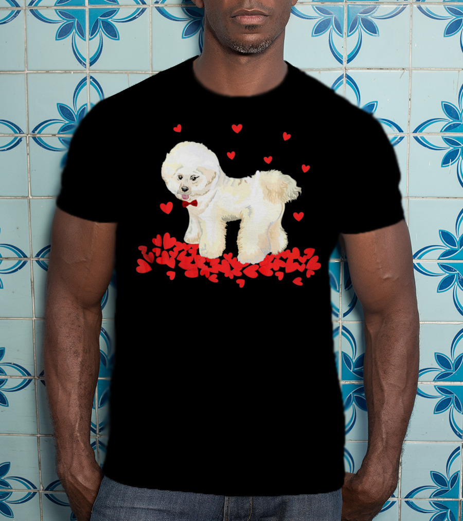 I Love My Bichon Frise Surrounded By Red Hearts Valentine's Day T-Shirt