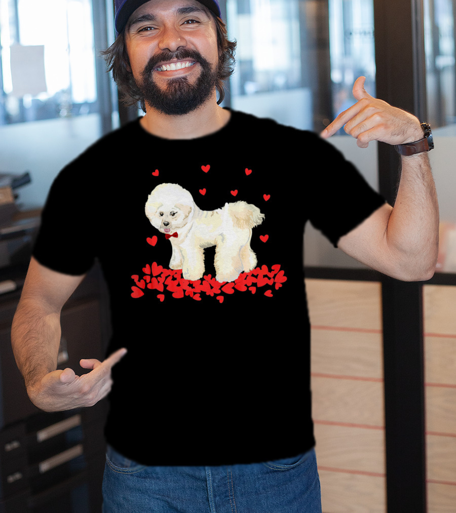 I Love My Bichon Frise Surrounded By Red Hearts Valentine's Day T-Shirt