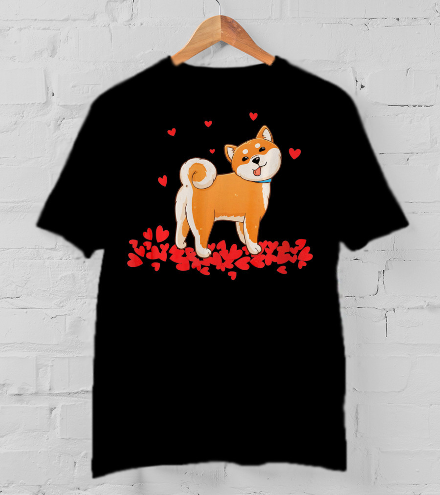 I Love My Shiba Inu Surrounded By Valentine Hearts T-Shirt
