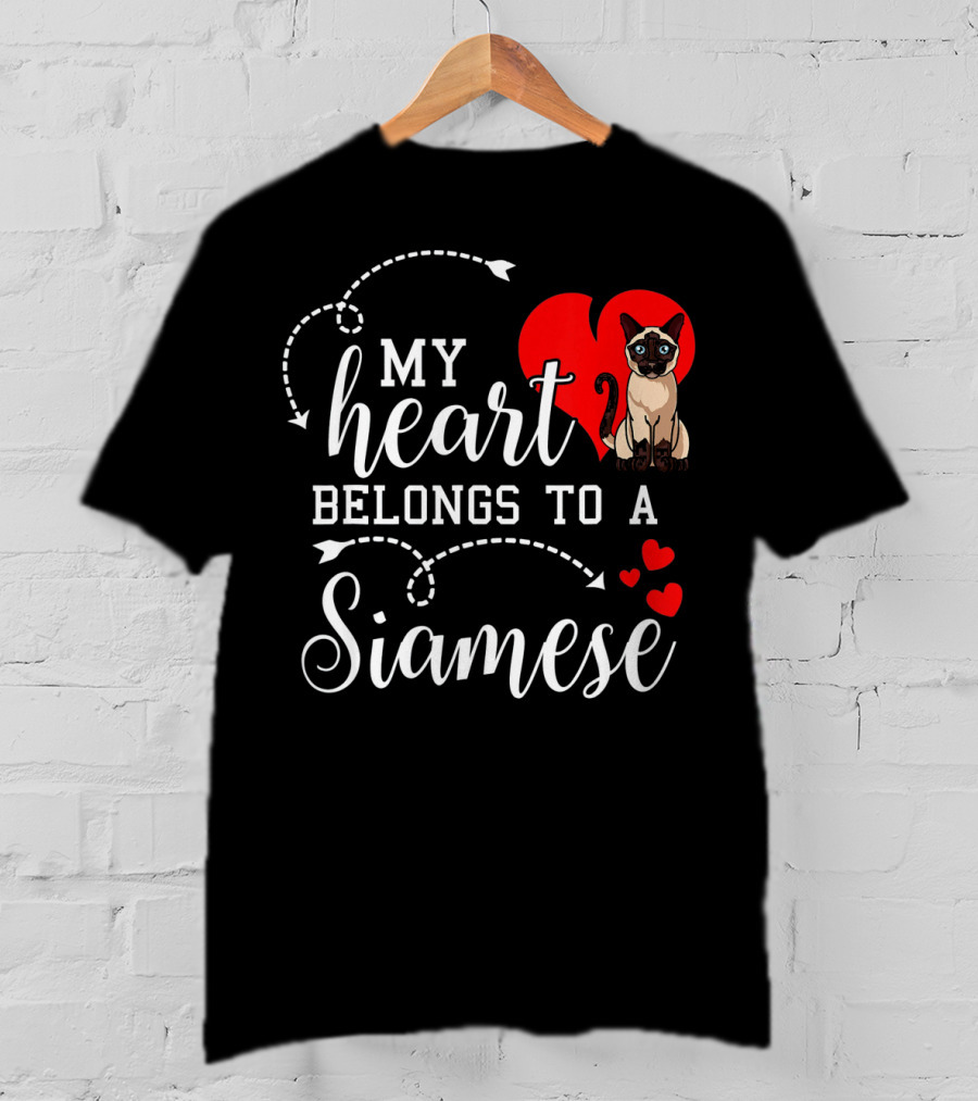 My Heart Belongs To A Siamese Cat Lover Mom With Cute Funny T-Shirt
