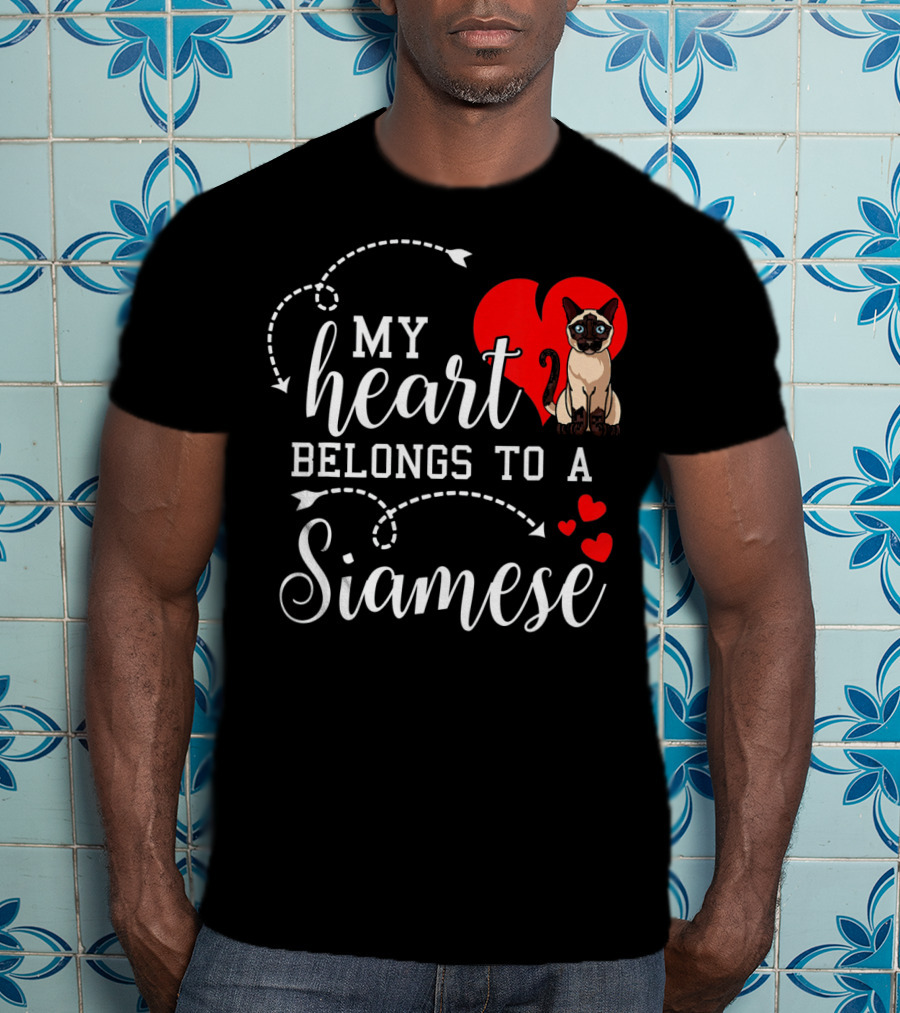 My Heart Belongs To A Siamese Cat Lover Mom With Cute Funny T-Shirt
