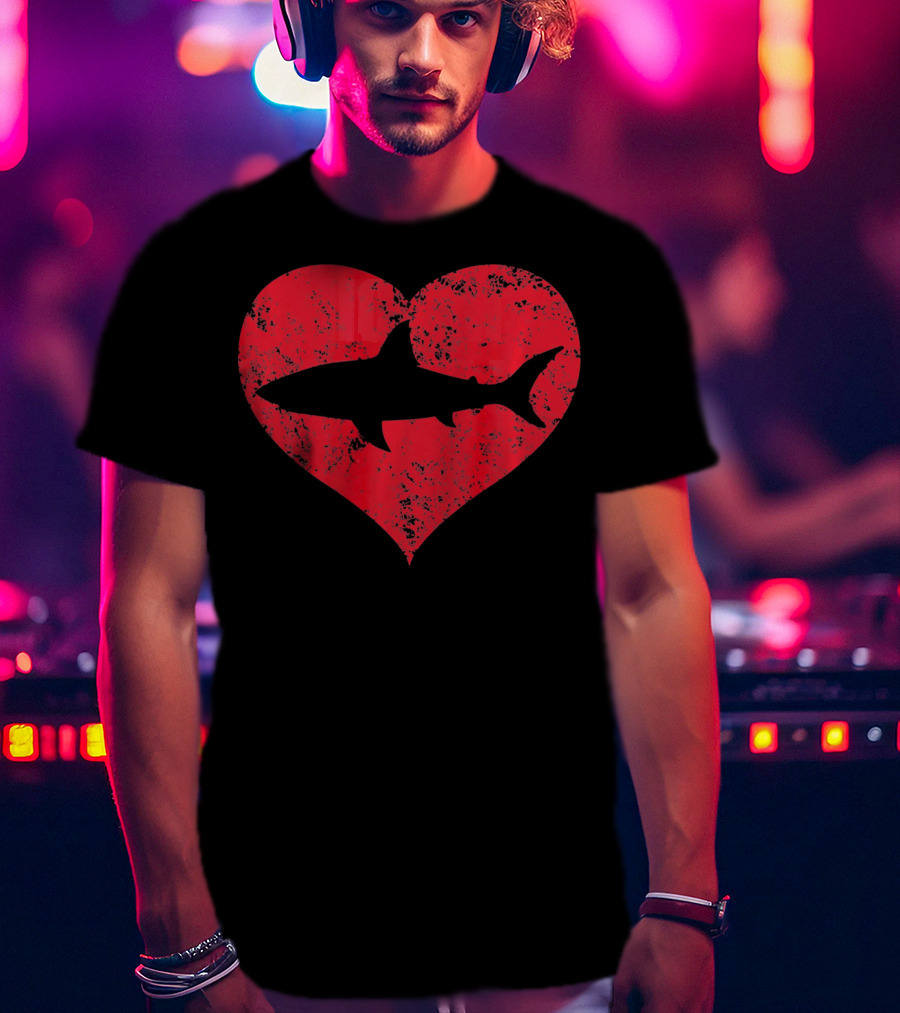 I Love Sharks Cute Shark Heart T-Shirt
