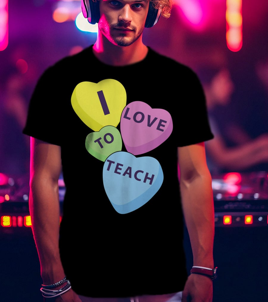 I Love To Teach Valentines Day Teacher Conversation Hearts T-Shirt