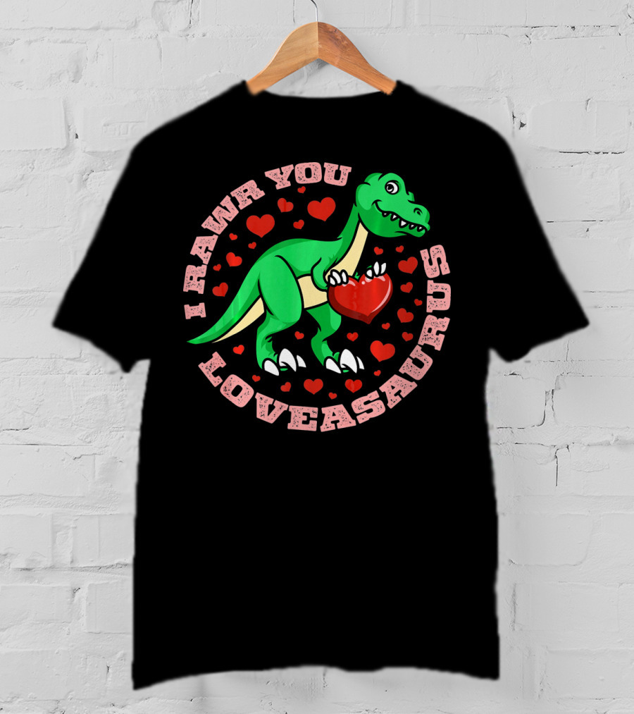 I Rawr You Loveasaurus Valentine Day Dinosaur Heart Circle T-Shirt
