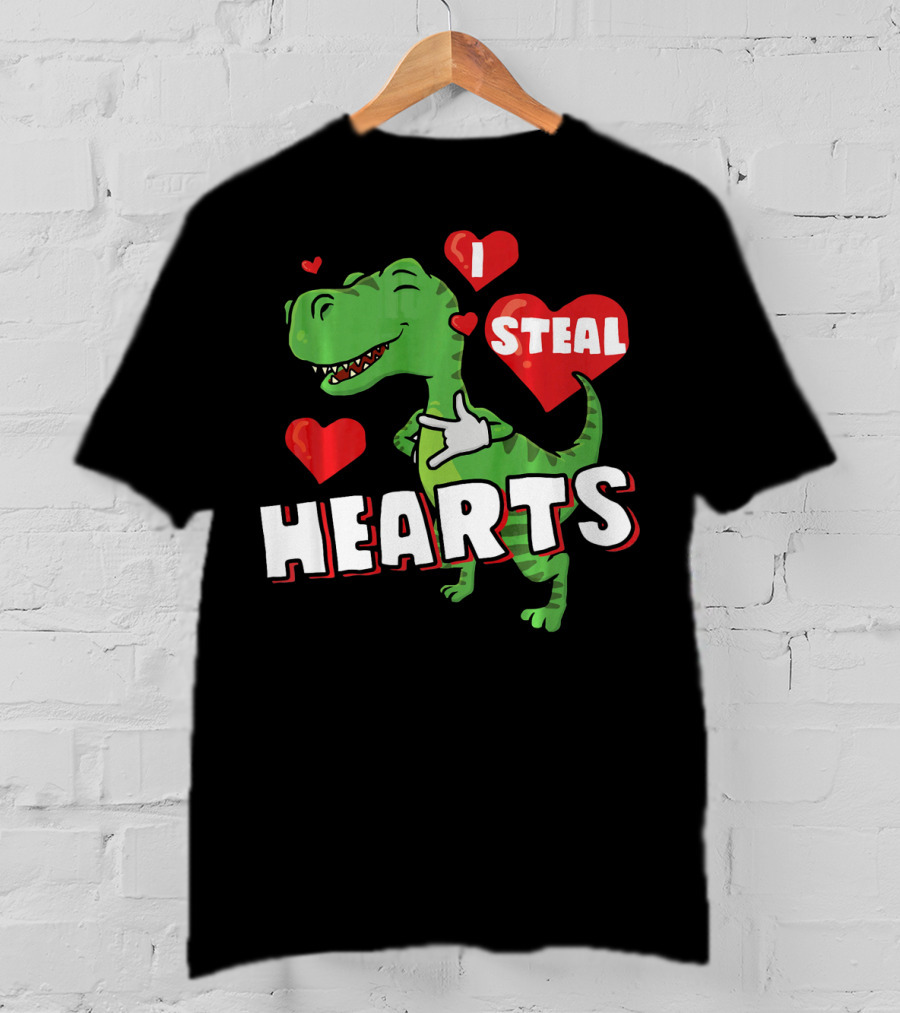 I Steal Hearts Dinosaur Valentine's Day T-Shirt