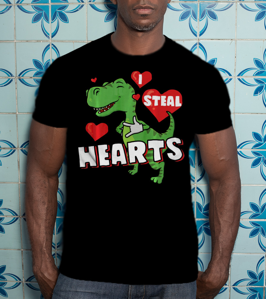 I Steal Hearts Dinosaur Valentine's Day T-Shirt