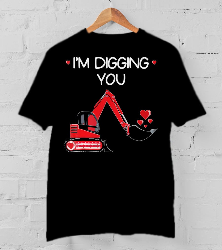 I'm Digging You Valentine Kids Tractor With Hearts T-Shirt