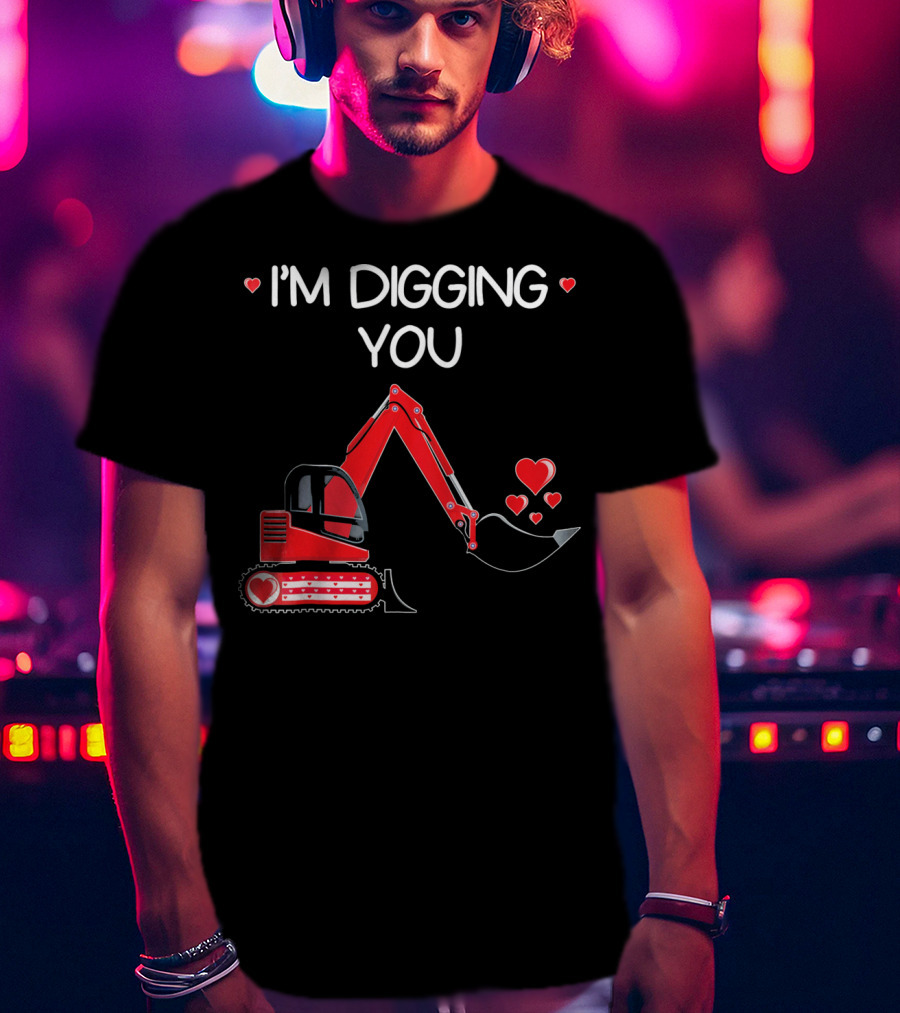 I'm Digging You Valentine Kids Tractor With Hearts T-Shirt