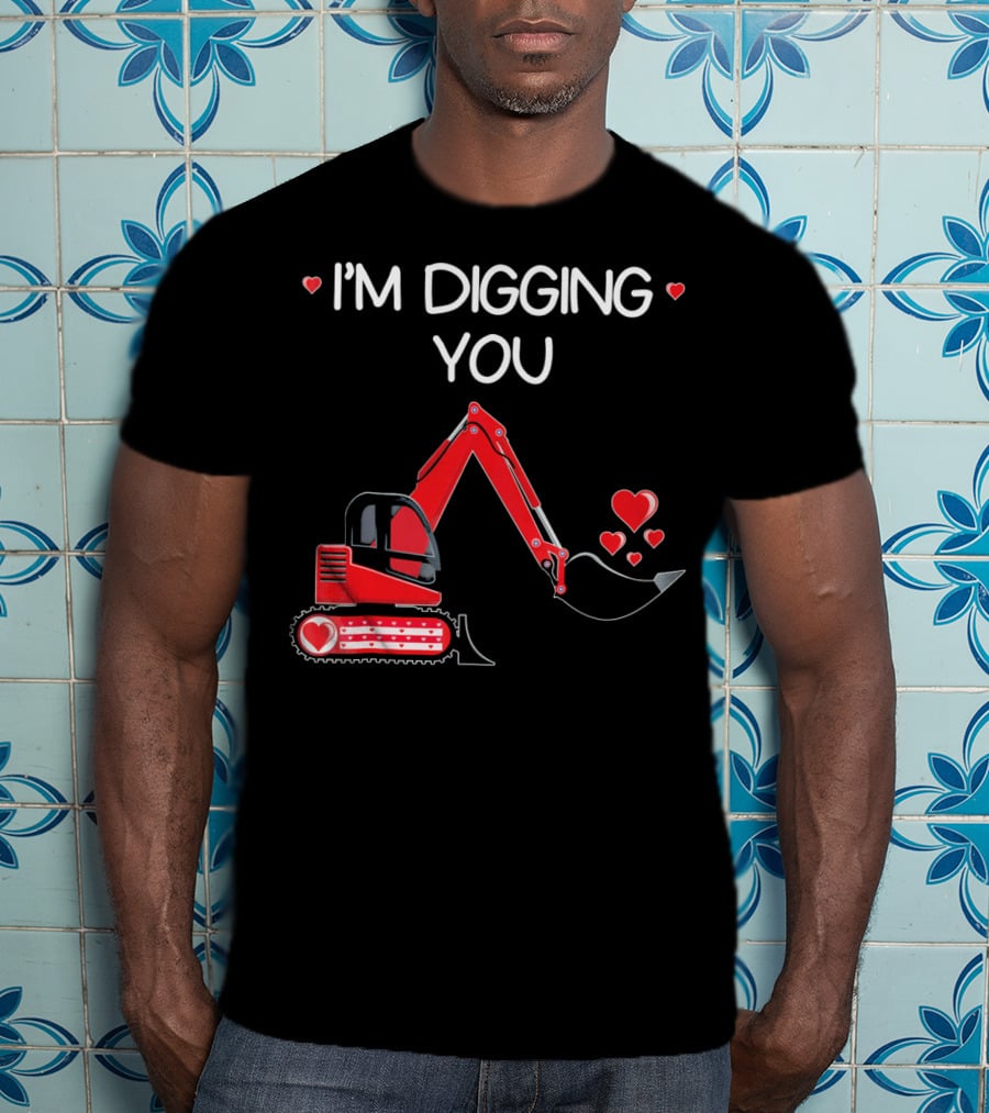 I'm Digging You Valentine Kids Tractor With Hearts T-Shirt