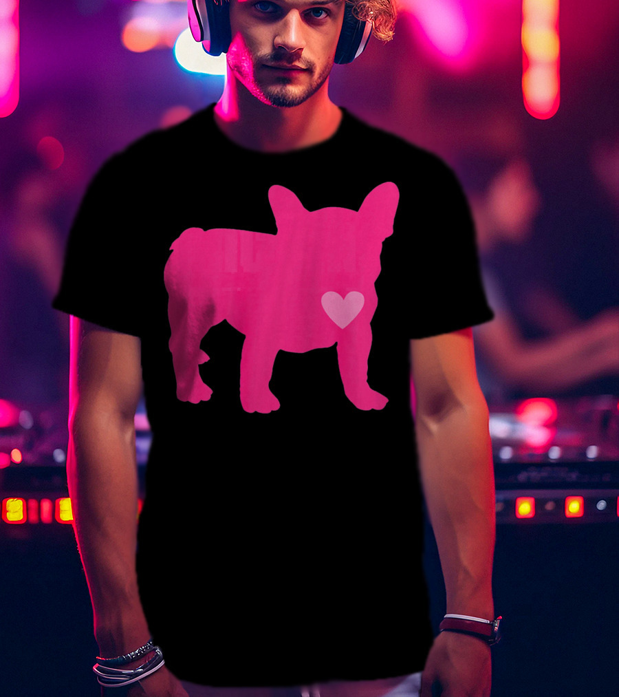 Ition Frenchie Pink Heart Valentine T-Shirt