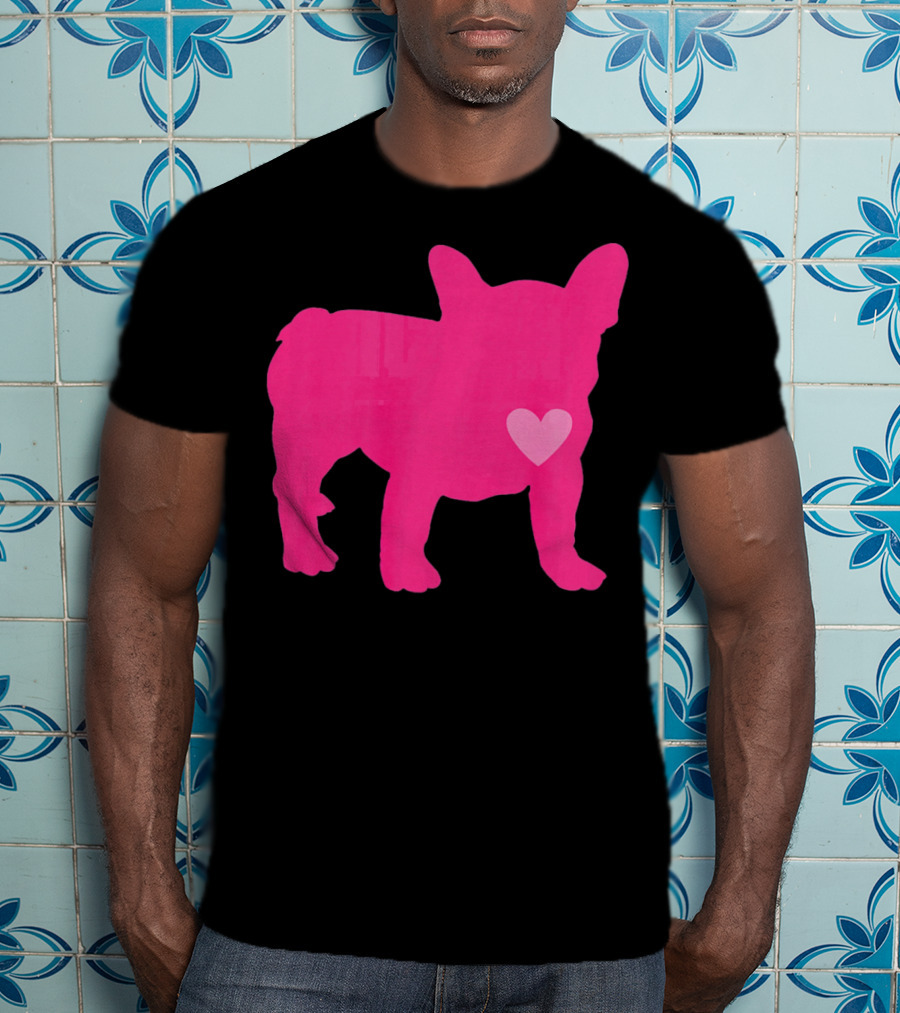 Ition Frenchie Pink Heart Valentine T-Shirt