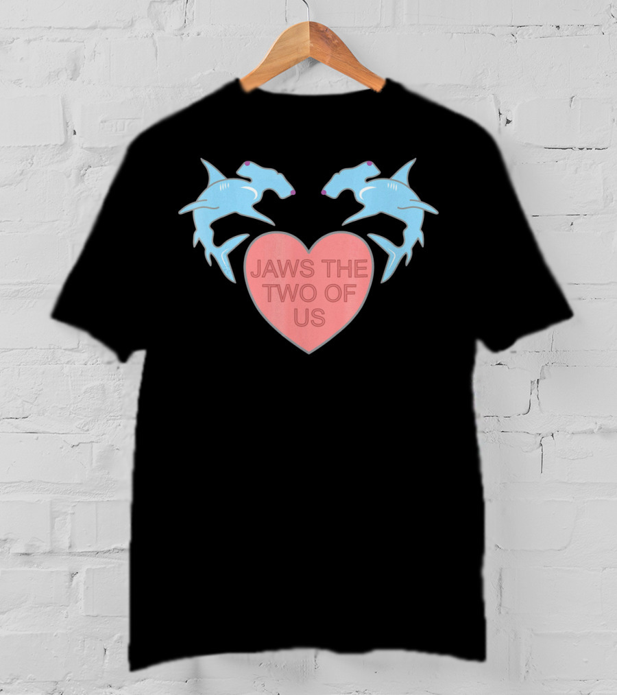 Jaws The Two Of Us Valentines Heart With Hammerhead Sharks T-Shirt