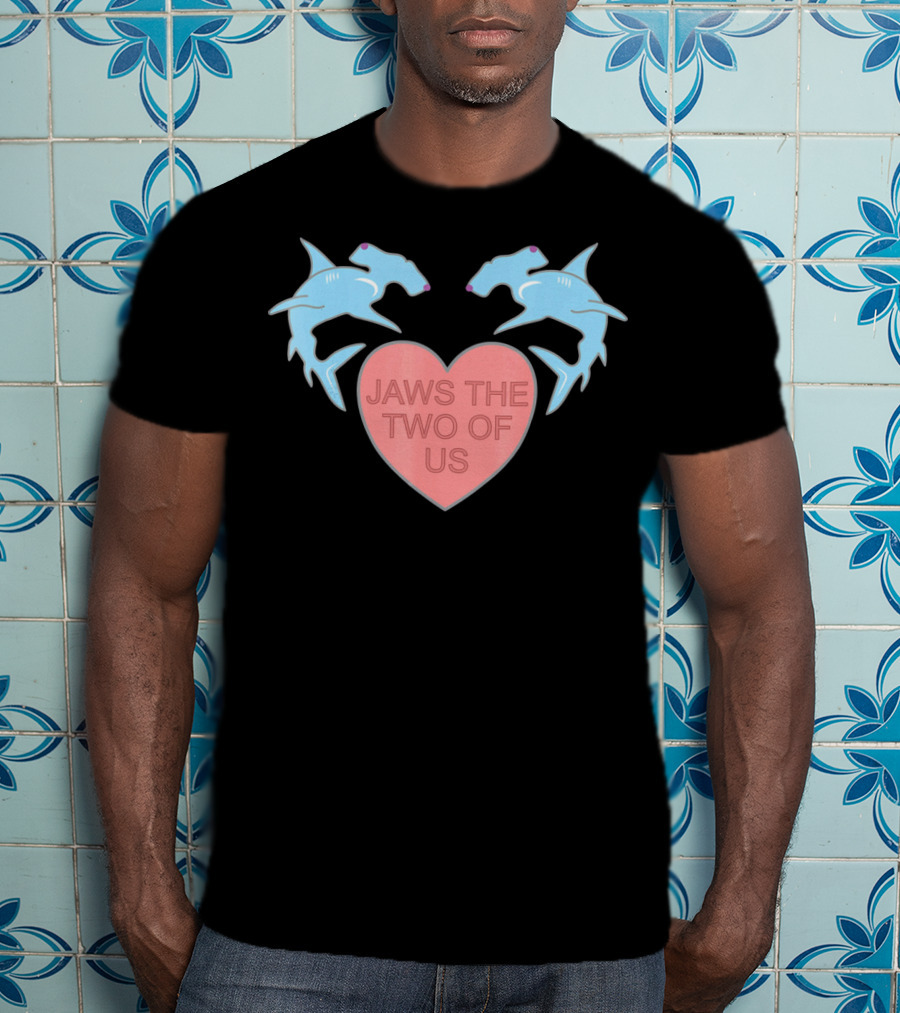 Jaws The Two Of Us Valentines Heart With Hammerhead Sharks T-Shirt