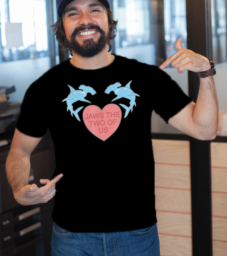 Jaws The Two Of Us Valentines Heart With Hammerhead Sharks T-Shirt