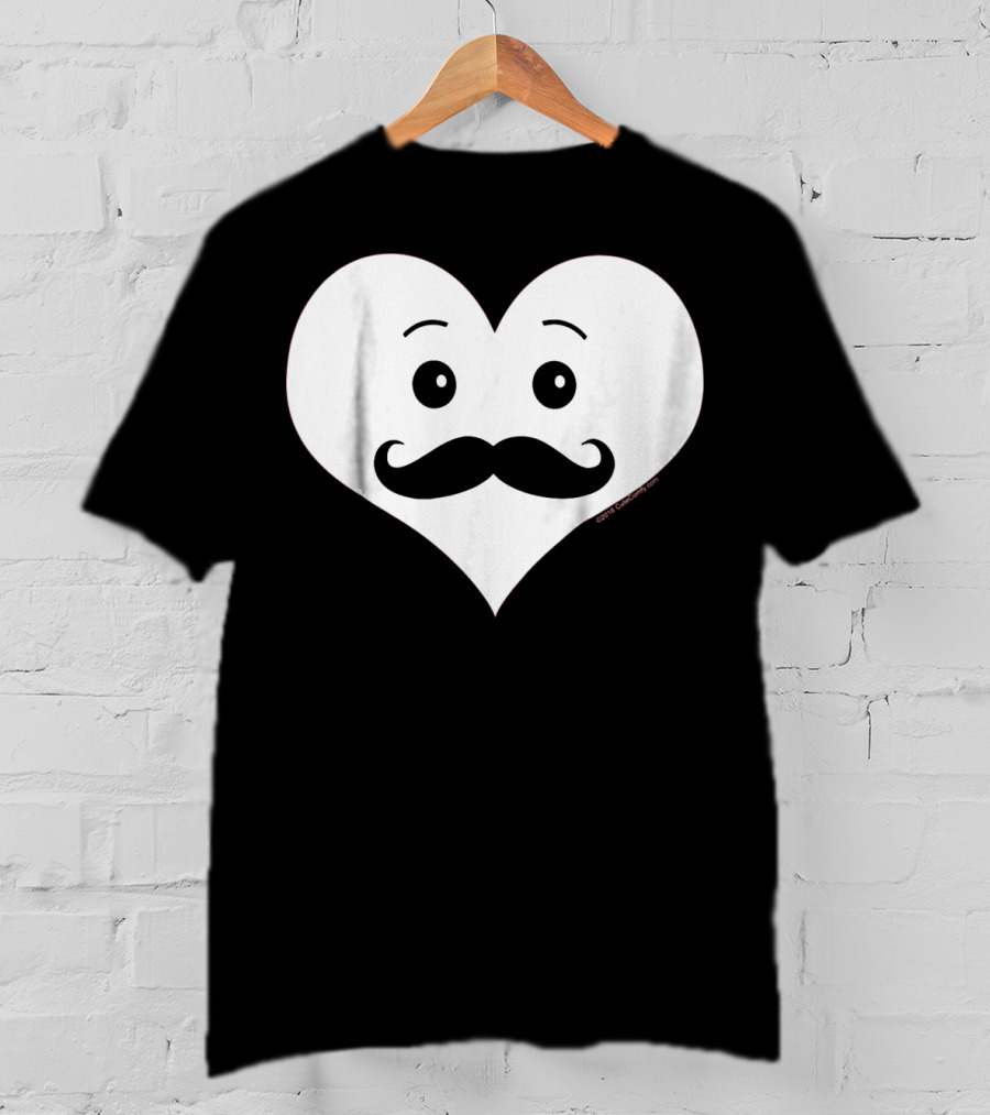 Kids Cute Smiley Heart Mustache Valentine T-Shirt