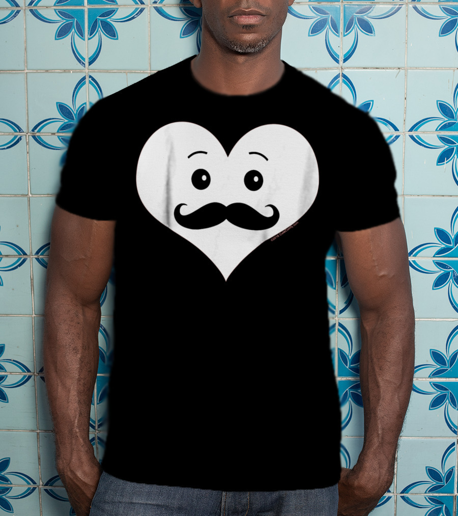 Kids Cute Smiley Heart Mustache Valentine T-Shirt