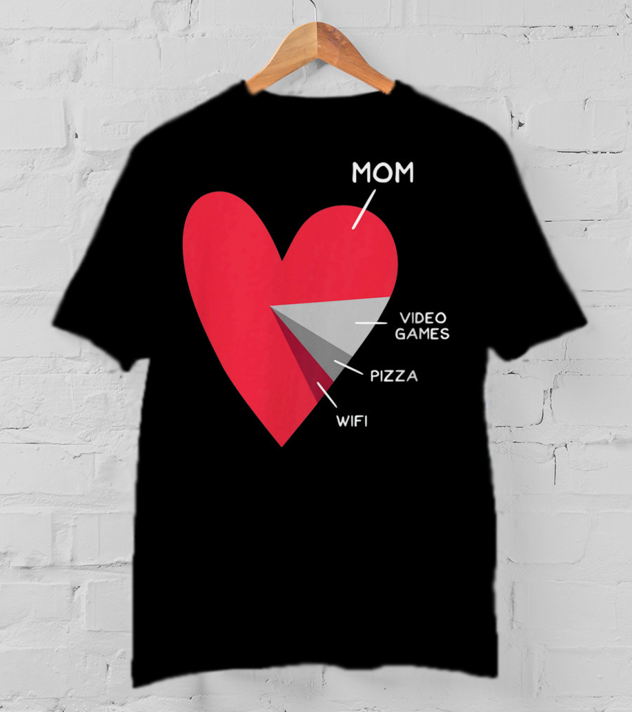 Mom Heart Video Games Pizza Wifi Pie Chart T-Shirt