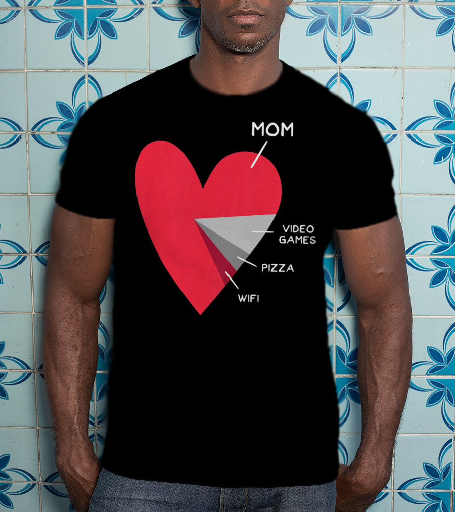 Mom Heart Video Games Pizza Wifi Pie Chart T-Shirt