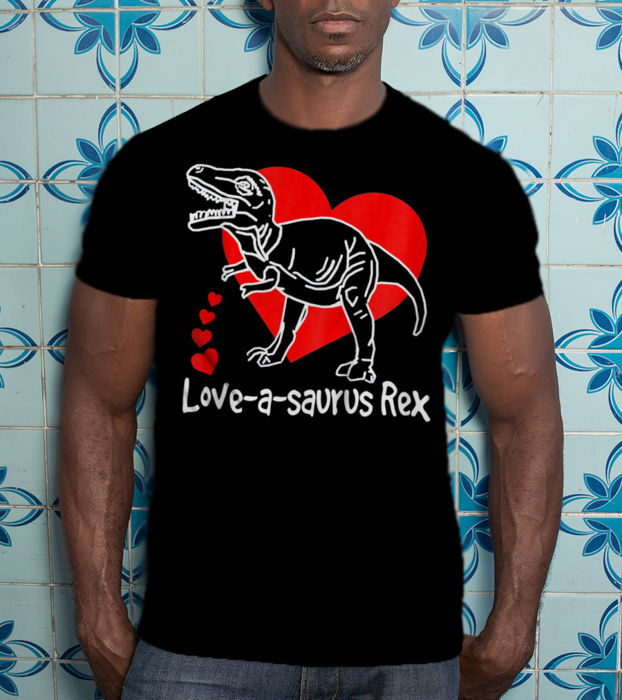 Love-a-saurus Rex Dinosaur With Red Hearts T-Shirt