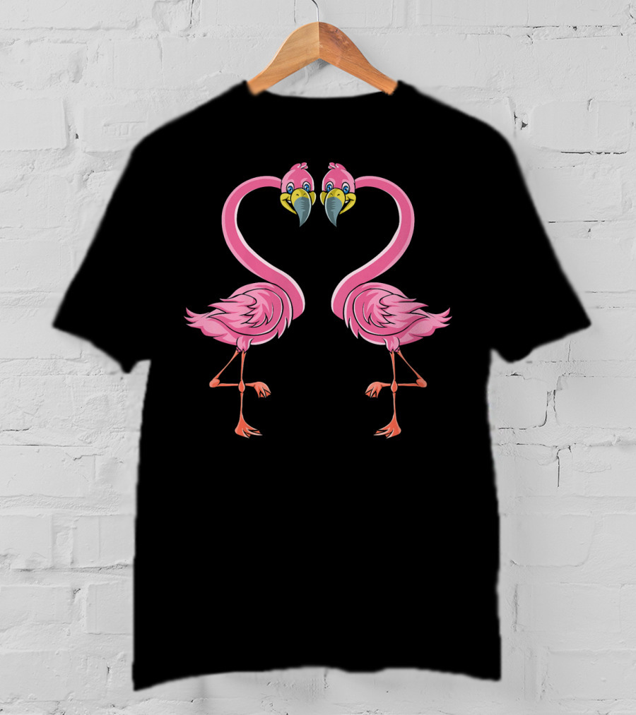 Kids Valentines Day Flamingo Heart T-Shirt