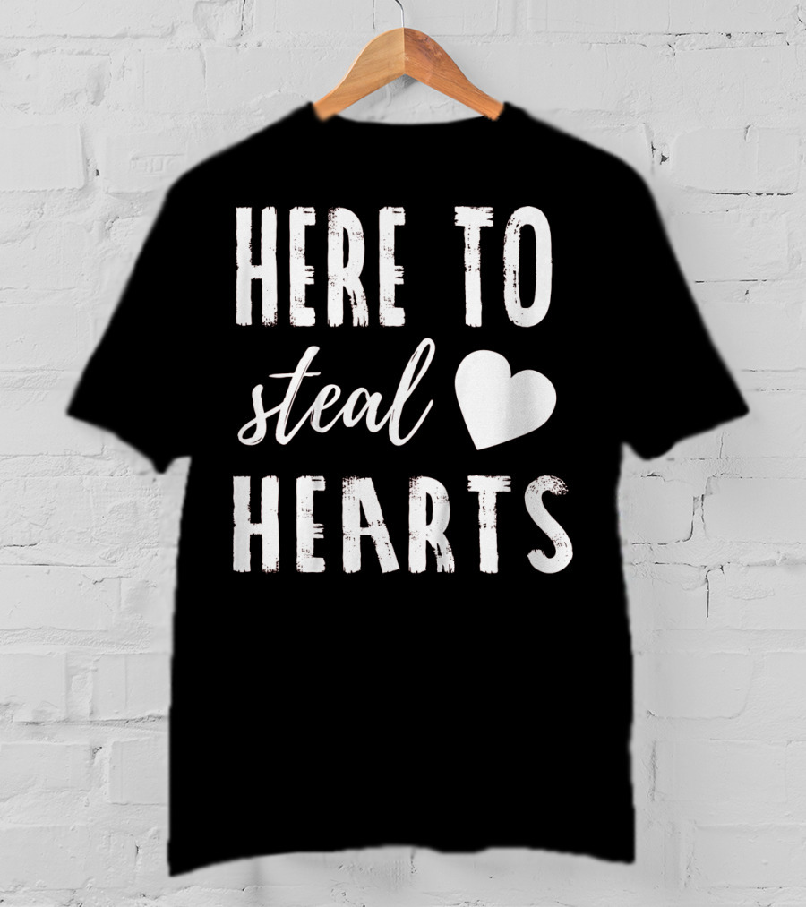 Here To Steal Hearts Kids Valentines Day T-Shirt