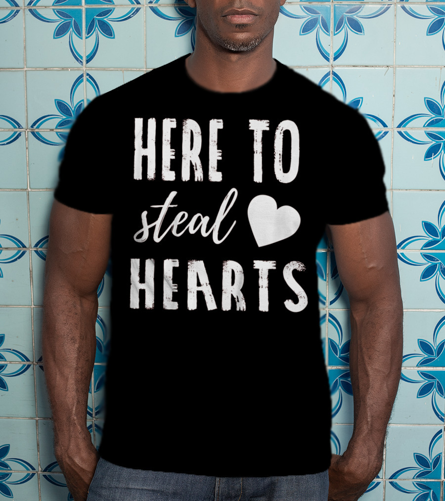 Here To Steal Hearts Kids Valentines Day T-Shirt