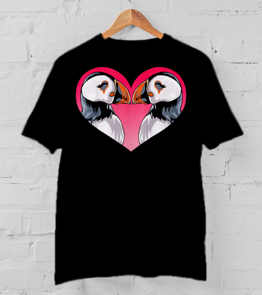 Valentines Day Puffin Heart Kids T-Shirt
