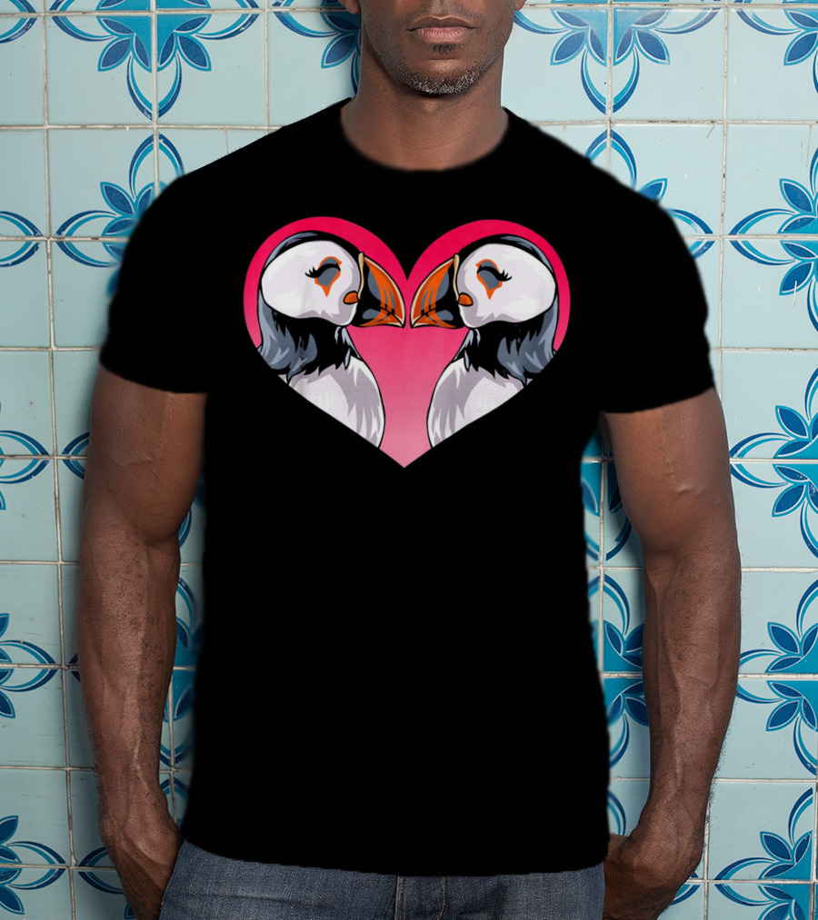 Valentines Day Puffin Heart Kids T-Shirt