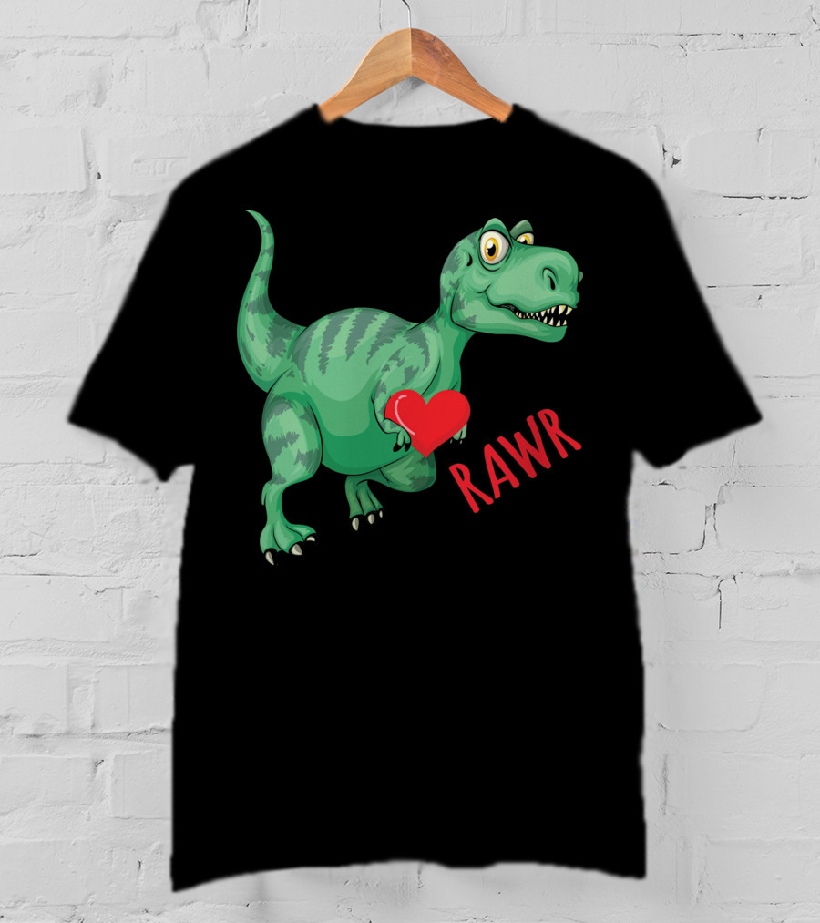 Kids Valentines Day Toddler Dinosaur Holding Heart Rawr T-Shirt