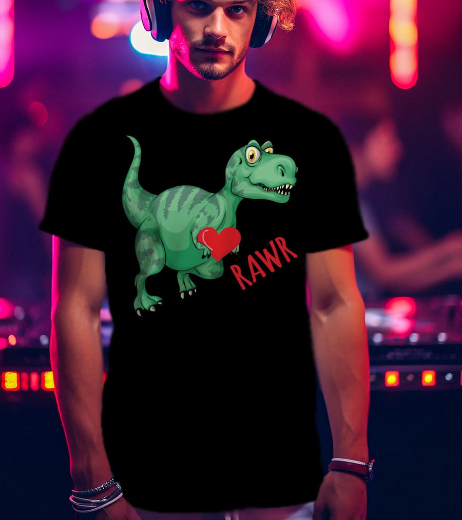 Kids Valentines Day Toddler Dinosaur Holding Heart Rawr T-Shirt