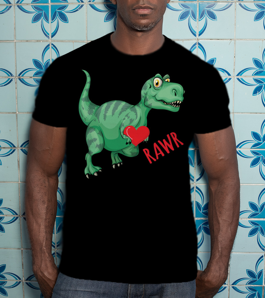 Kids Valentines Day Toddler Dinosaur Holding Heart Rawr T-Shirt
