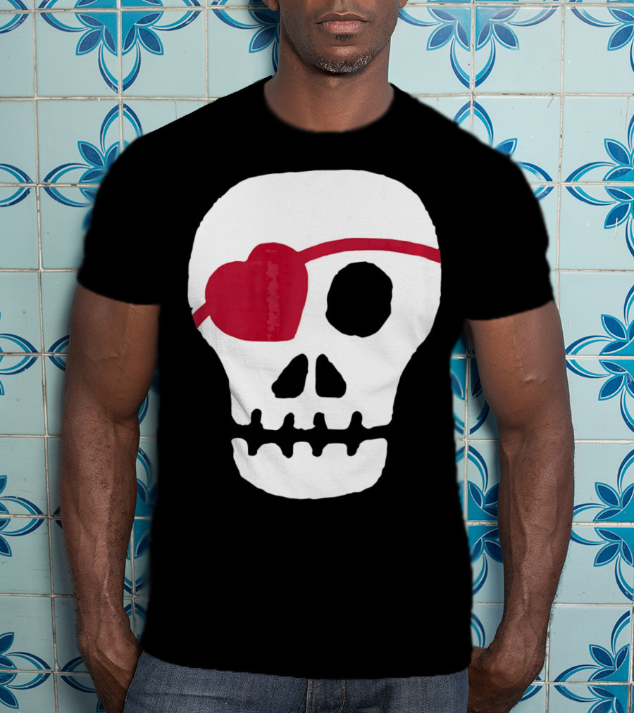 Kids Valentines Day Skull With Heart Eyepatch T-Shirt
