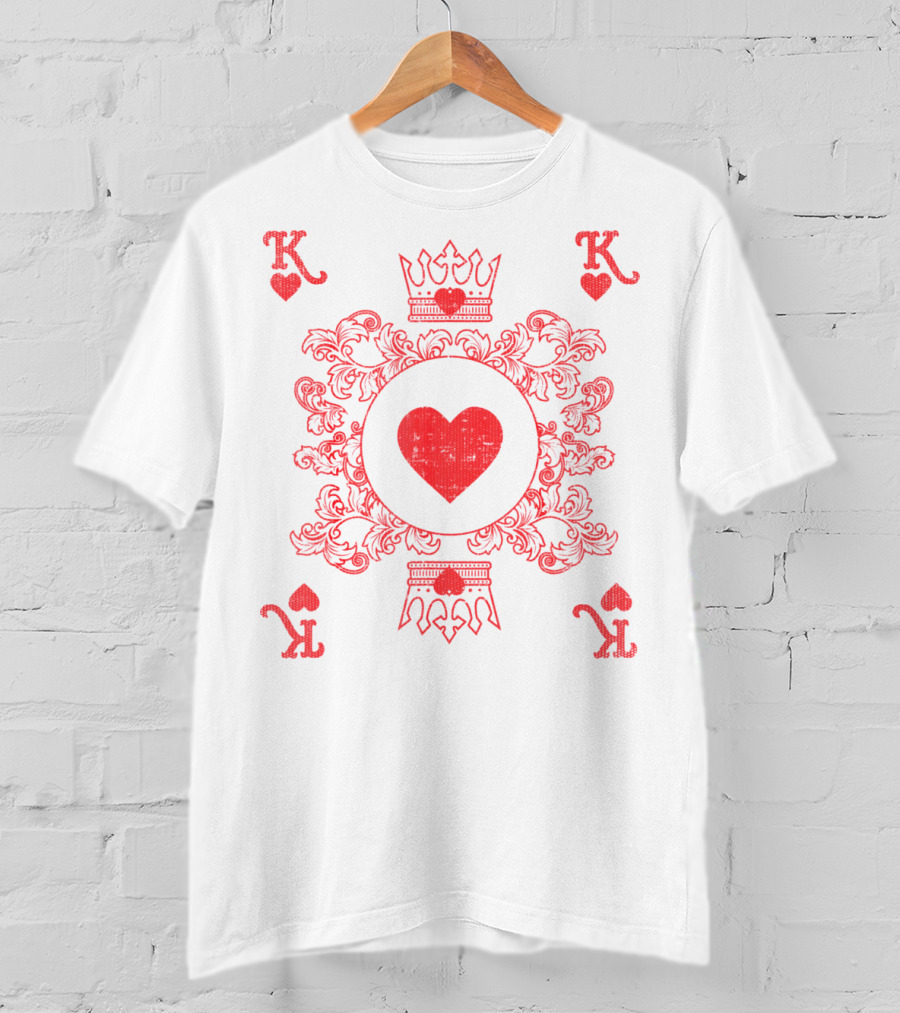 King Of Hearts Vintage Valentine Playing Card T-Shirt