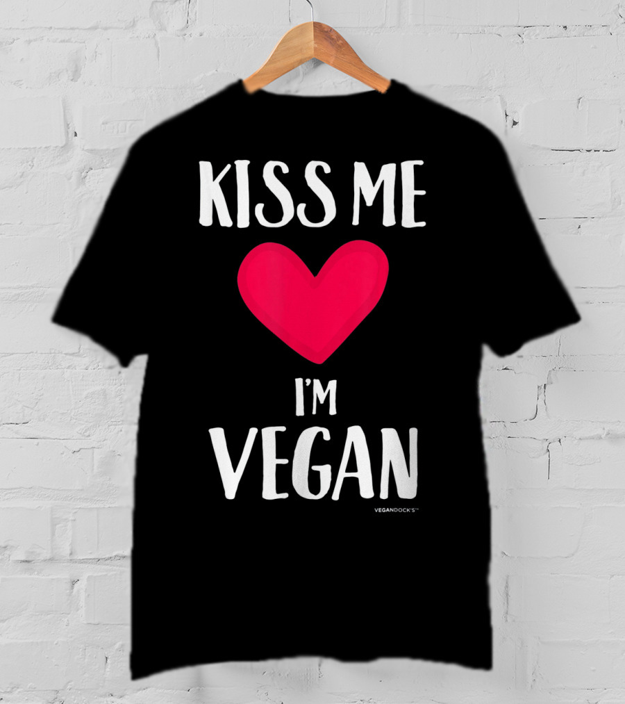 Kiss Me I'm Vegan Heart Valentine's Day Vegandocks T-Shirt
