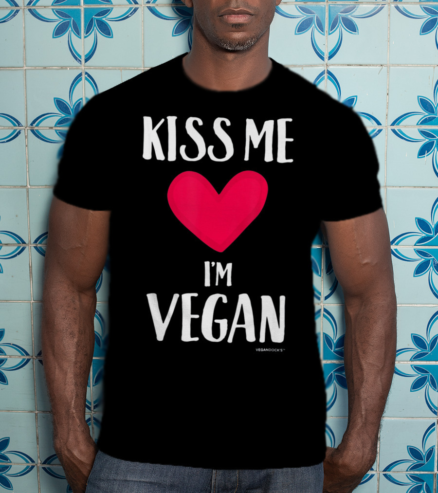 Kiss Me I'm Vegan Heart Valentine's Day Vegandocks T-Shirt
