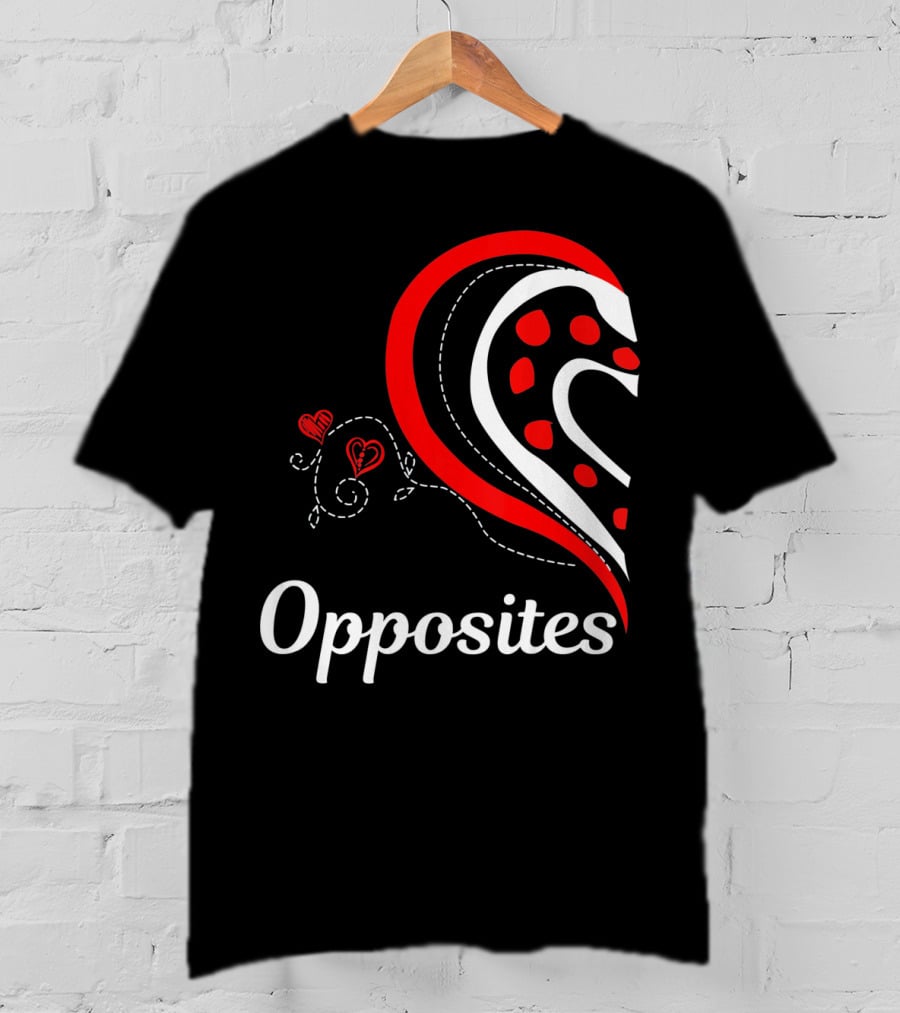 Opposites Attract Matching Couples Heart T-Shirt