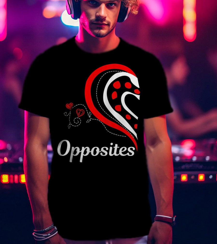 Opposites Attract Matching Couples Heart T-Shirt