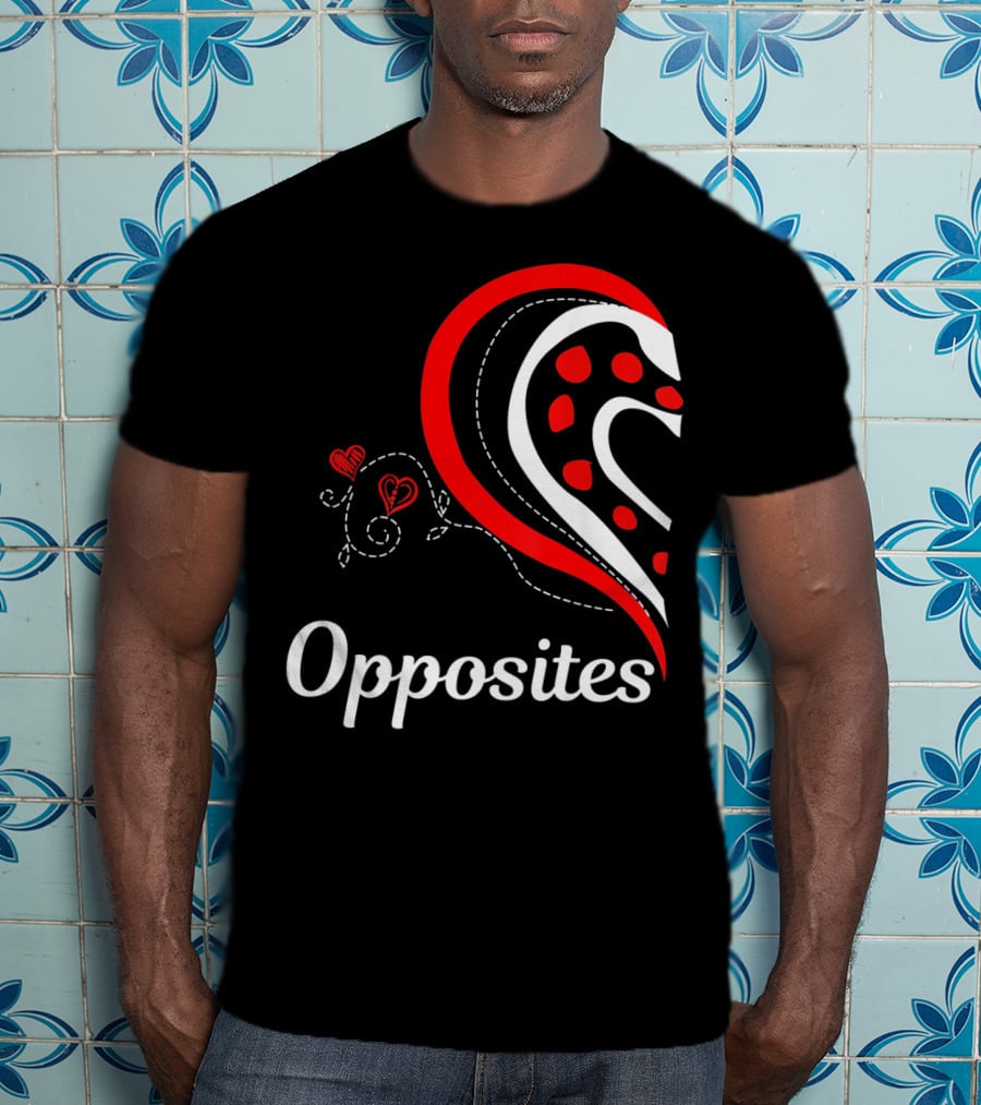 Opposites Attract Matching Couples Heart T-Shirt