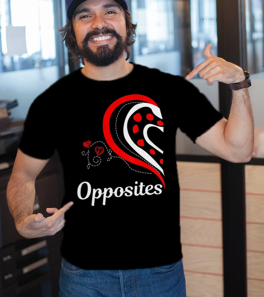 Opposites Attract Matching Couples Heart T-Shirt