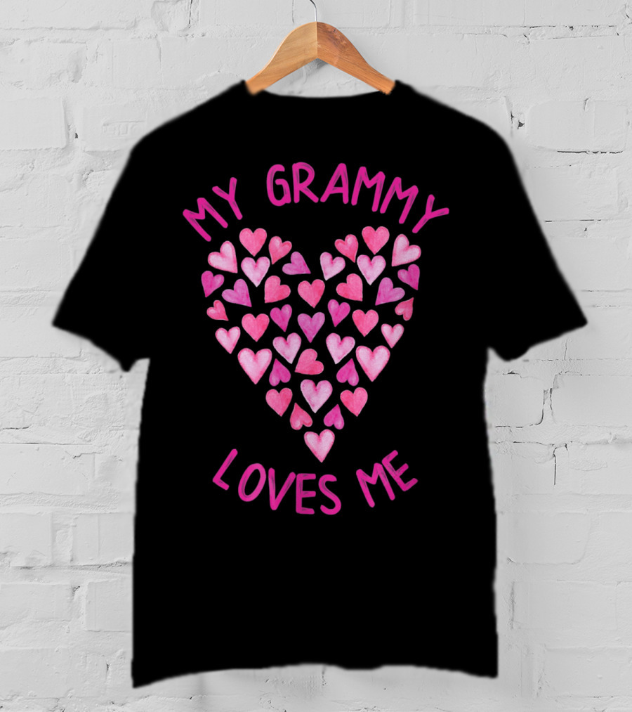 My Grammy Loves Me Pink Valentine Hearts T-Shirt