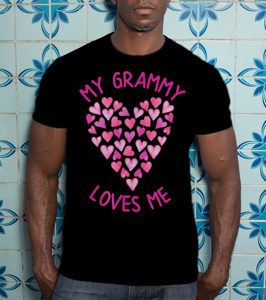 My Grammy Loves Me Pink Valentine Hearts T-Shirt
