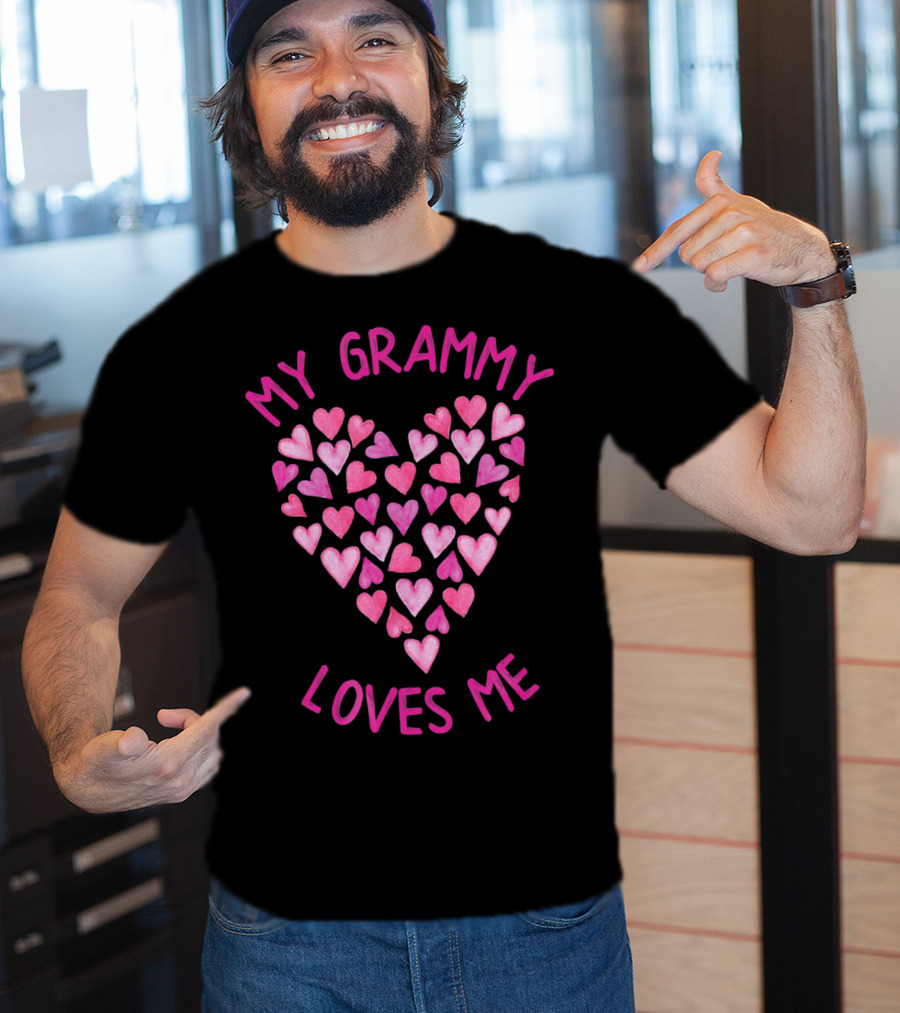 My Grammy Loves Me Pink Valentine Hearts T-Shirt