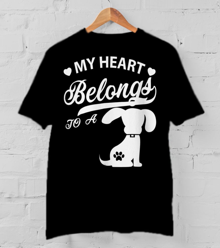 My Heart Belongs To A Dog With Paw Print And Hearts T-Shirt