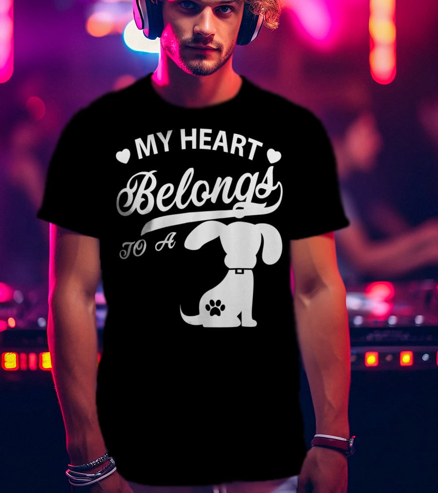 My Heart Belongs To A Dog With Paw Print And Hearts T-Shirt