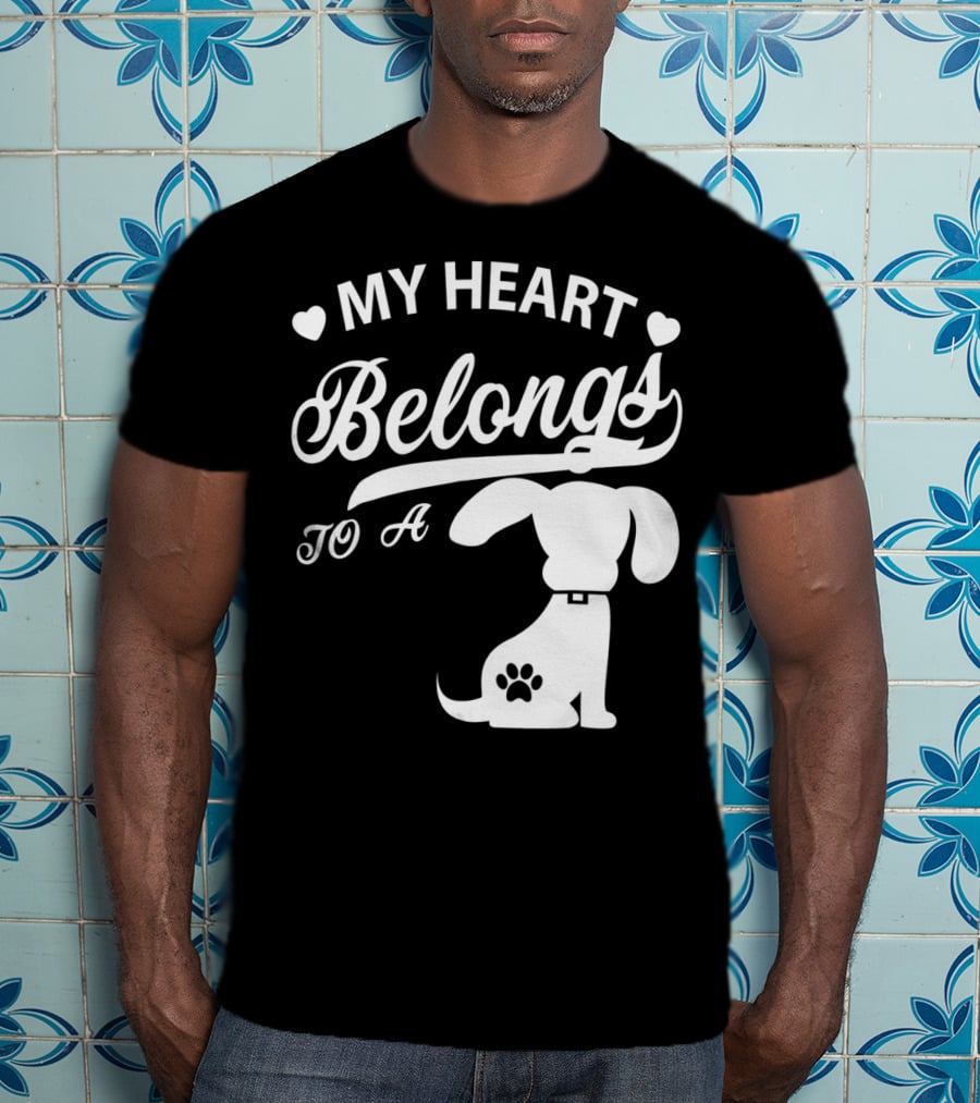 My Heart Belongs To A Dog With Paw Print And Hearts T-Shirt